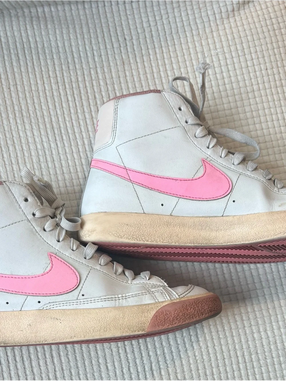 Nike Kid’s Blazer Mid — White with Pink Swoosh
